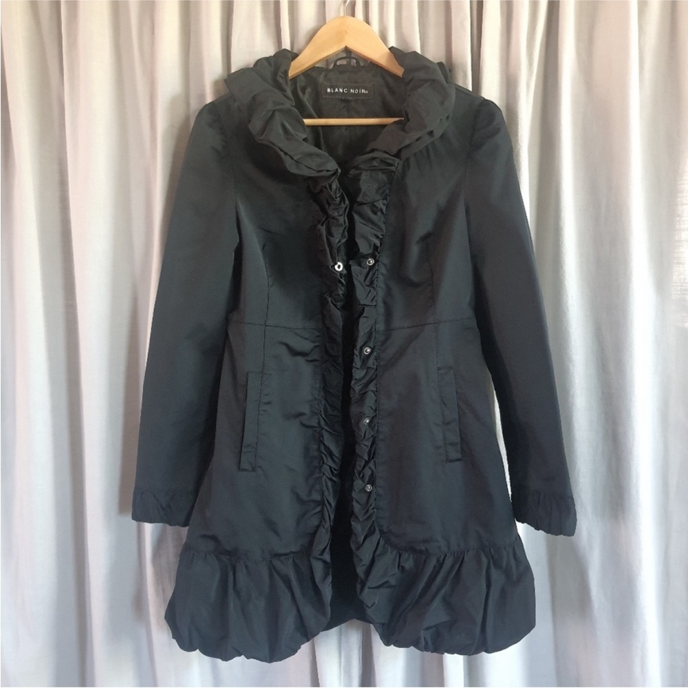 Blanc Noir sateen belted overcoat